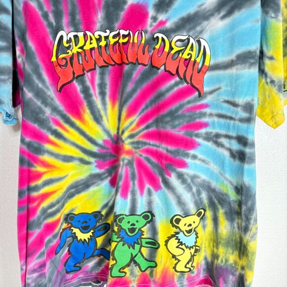 Grateful Dead Tie Dye Shirt With Dancing Bears Mens X-Large Pink Blue Yellow - Picture 1 of 6